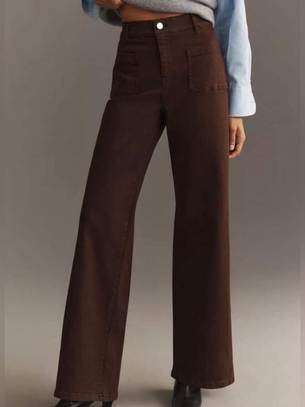 FRAME Le Slim Palazzo Bardot Modernist Pocket JEAN in Espresso Size
25